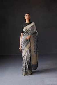 South Indian Saree Blouse Bridal Banarasi Silk Sari Bollywood Party Wedding New - Picture 1 of 5