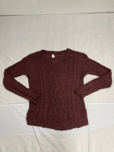 Aeropostale Womens Burgundy  loose knit pullover sweater Extra small long sleeve
