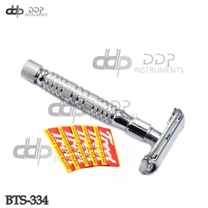 Classic Dual Edge Shaving Safety Razor Shaver with Long Handle+5 Pcs Bla BTS-334 - Picture 1 of 2