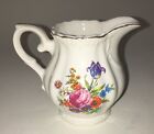 Vintage Pitcher with Pink Rose Floral Design with Gold Trim, Not Marked 3.5" Tal