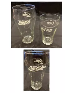 Vintage Coke Glass Tumblers 12 oz. & 20 oz. Libbey WHITE SCRIPT 2-Piece Set - Picture 1 of 4