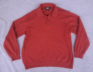 Maglione Daniel Bishop uomo grande arancione cashmere collo bottoni casual morbido LEGGI - Foto 1 di 13