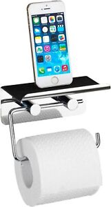 WENKO Toilet Paper Holder with Shelf, Stainless steel, Silver Shiny, 7 x 14 x...