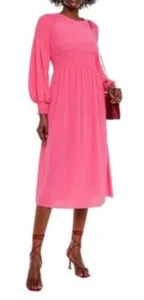 RED VALENTINO Shirred silk crepe de chine midi dress Size 0 New With Tags - Picture 1 of 3