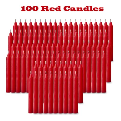 100 pc Bulk Red Christmas Tree Candles For Chime,Pyramid,Carousel- 4  x 1/2 inch - Image 1 of 4