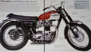 Cuadro de motocicletas Triumph T120TT fuera de impresión hoja de especificaciones exhibición de arte de pared - Imagen 1 de 1