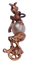 RARE  9ct Gold Pearl Clown on a Unicycle Charm/Pendant Collectible
