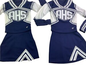 2 Matching Twin Girl's Real Cheerleader Uniform Outfits Costume 28" Top 22 Skirt