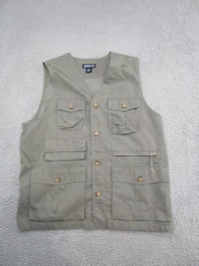 VTG Lands End Vest Mens Medium 38-40 Button Up Outdoor Utility Fishing Vest - Picture 1 of 11