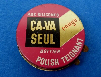 Boite de Cirage Ancienne - ÇA-VA SEUL BOTTIER - POLISH TEIGNANT - ROUGE- Ø 72 mm - Photo 1/4