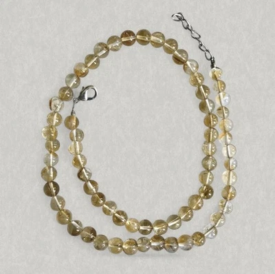 Piedras preciosas de cristal de citrino natural - Collar de cuentas - Chapado en plata de ley 925 Foto 1 de 2