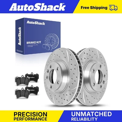 Front Drilled Slotted Brake Rotors Ceramic Pads for 2007-2015 Audi Q7 3.0L Foto 1 de 4