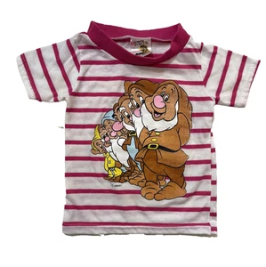 Vintage 70s Disney Sears Snow White Seven Dwarfs Infant Shirt 18 Mos USA Striped - Picture 1 of 6