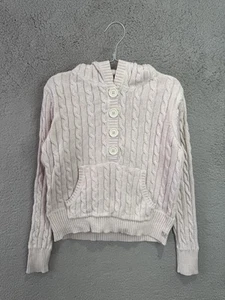 Polo Ralph Lauren Jeans Hoodie Womens Large Pink Cable Knit Pullover Jumper - Picture 1 of 7