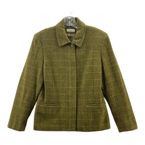 Ann Taylor Damen Olivgrün Kariert Wollmischung Blazer Karriere Jacke Größe 4 - Bild 1 von 11