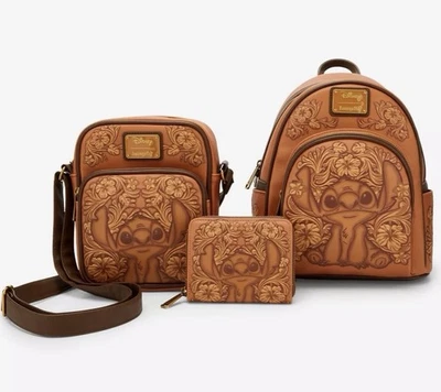 Mini mochila, bandolera y billetera Loungefly Lilo & Stitch tallada con puntada tonal Foto 1 de 4