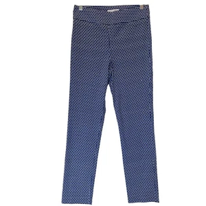 Margaret M Womens Geometric Print Slim Leggings Career Casual Blue Black Large - Picture 1 of 8