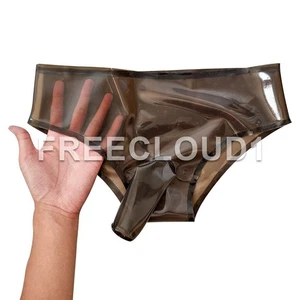 Clear Schwarz Latex Gummi Shorts Unterwäsche mit Penis Set Fetisch 0.4mm - Bild 1 von 5