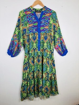 Dolce & Gabbana Colorful Boho Paisley Tiered Maxi Dress Medium Long Sleeve - Image 1 of 4