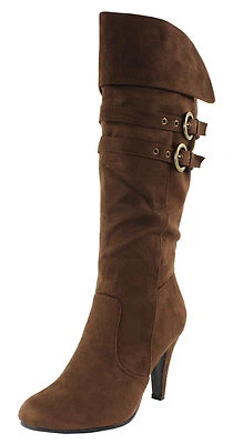 Nuevo Zapatos Mujer Eje Alto Hasta la Rodilla Bota Gamuza Como Cremallera Lateral Marrón Informal Foto 1 de 4