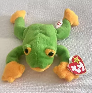 RARE RETIRED 1997 TY BEANIE BABY SMOOCHY THE FROG WITH PE PELLETS/TAG ERRORS - Picture 1 of 4