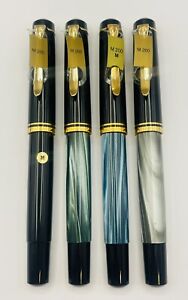 Lot 4  Pelikan M200 fountain pens Various Colors, M nibs. Mint, NOS, Old Style