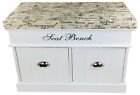 Wooden Bench Padded Seat 2 Drawers Storage Cabinet Top Lid Removable Cushion Pad