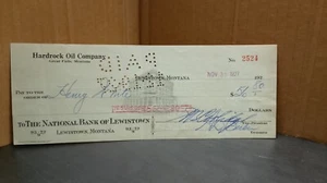 VINTAGE 1927 NATIONAL BANK OF LEWISTOWN MONTANA CHEMUNG CHECK CASHED - Picture 1 of 2
