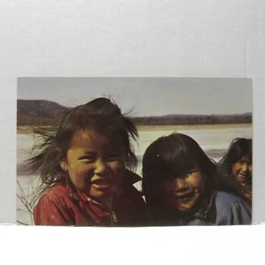 Postcard Vintage Alaskan Eskimo Children Arctic People Smiling Kids - Picture 1 of 2