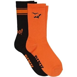 Victoria's Secret PINK 2-Pack Crew Socks Halloween Orange Black NEW - Picture 1 of 1