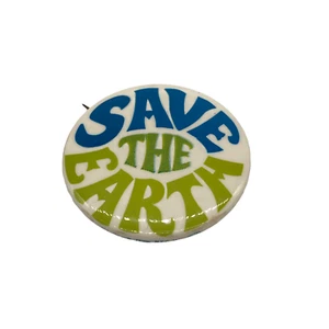 Save The Earth Peace Love Counter Culture Vintage Pinback Button 1.5" Hippie 70s - Picture 1 of 6