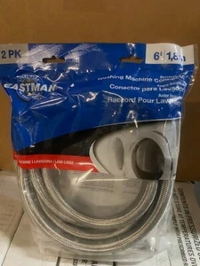 Eastman Washing Machine Connector, Pack of 2, 3/4 Inch FHT Connection, 6 Foot - Picture 1 of 1