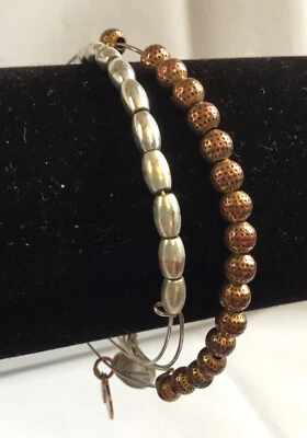 Lote de 2 pulseras Alex and Ani cuentas redondas de cobre tono plata cuentas ovaladas Foto 1 de 4