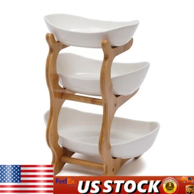 3-Layer Fruit Tray Storage Rack Vegetables Snacks Storage Plate Holder White NEW - Image 1 of 4