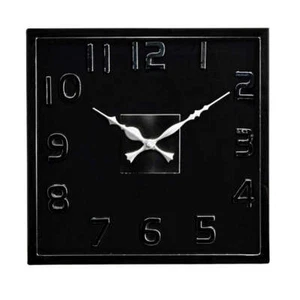 Orologio da parete nero acciaio inox con numeri arabi e movimento al quarzo - Foto 1 di 2
