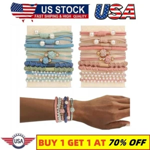 20Pcs Boho Hair Tie Bracelets for Women,Pearl-detailed Hairband Bracelet 5Styles - Picture 1 of 7