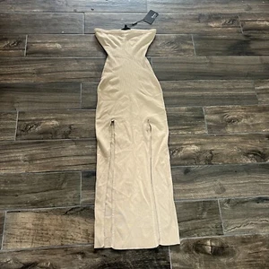 hera collection dress Tan Slits Strapless Ribbed Medium NWT (135) - Picture 1 of 6