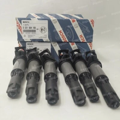 6X Bobinas de encendido Bosch 0221504100 para BMW 550 545 650 745 750i X5 UF522 UF515 Foto 1 de 4