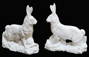 Statua coniglietto CONIGLIO, figura animale in porcellana, carena, bianco bisque, c1890, 3"L - Foto 1 di 9