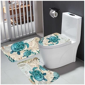 Nautical Blue Sea Bathroom Sets with Shower Curtain and Rugs and Accessories,... - Picture 1 of 9