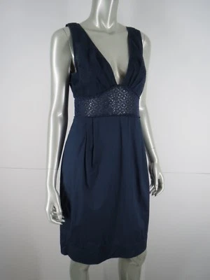 Catherine Malandrino Sexy Dress Sz 8 M Blue Cotton Lace Empire Waist Sleeveless - Изображение 1 из 4