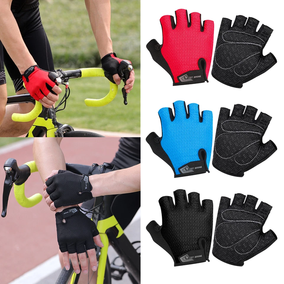 MARKENLOS Damen Herren Halbfinger Fahrradhandschuhe Stoßdämpfend Atmungsaktiv Unisex
