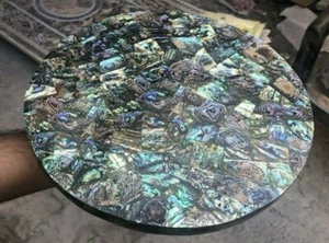 10"x10" Marble Coffee Table Top Stunning Inlay Abalone Stone Garden Decor - Picture 1 of 5