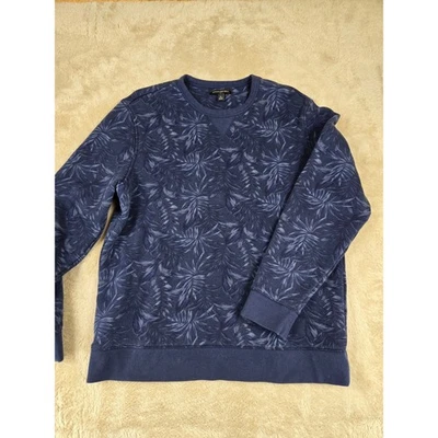 Sudadera para hombre Banana Republic estampado de hojas azules cuello redondo XL Foto 1 de 4