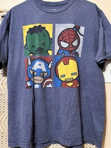 Marvel Babies T-Shirt Adult XL Hulk, Spider-Man, Captain America, Iron-Man Chibi - Picture 1 of 4