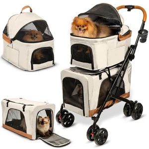 Double Pet Stroller with Detachable Carriers - Ideal for 2 Dogs or Cats - Com... - Picture 1 of 6