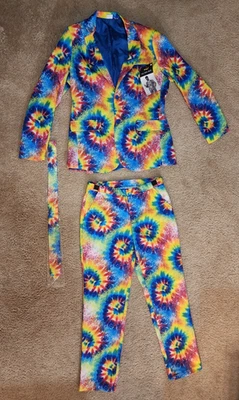 Spirit Halloween Arco Iris Tie Dye Traje Chaqueta Pantalones Corbata Para Hombres Mediano M Nuevo con Etiquetas Foto 1 de 4