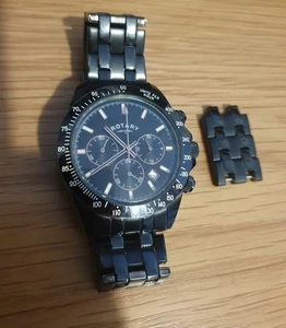ROTARY Black Chronograph GB00153-04 Quartz Men's Watch - needs new battery - Picture 1 of 9
