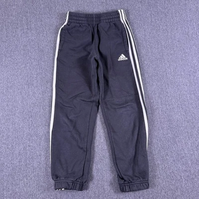 Pantalones deportivos Adidas para niños negros calce regular cupé estándar 3 rayas talla S Foto 1 de 4