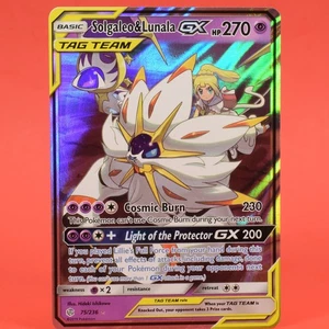 Pokemon English TCG Card Cosmic Eclipse Solgaleo & Lunala GX 75/236 Holo - Picture 1 of 5
